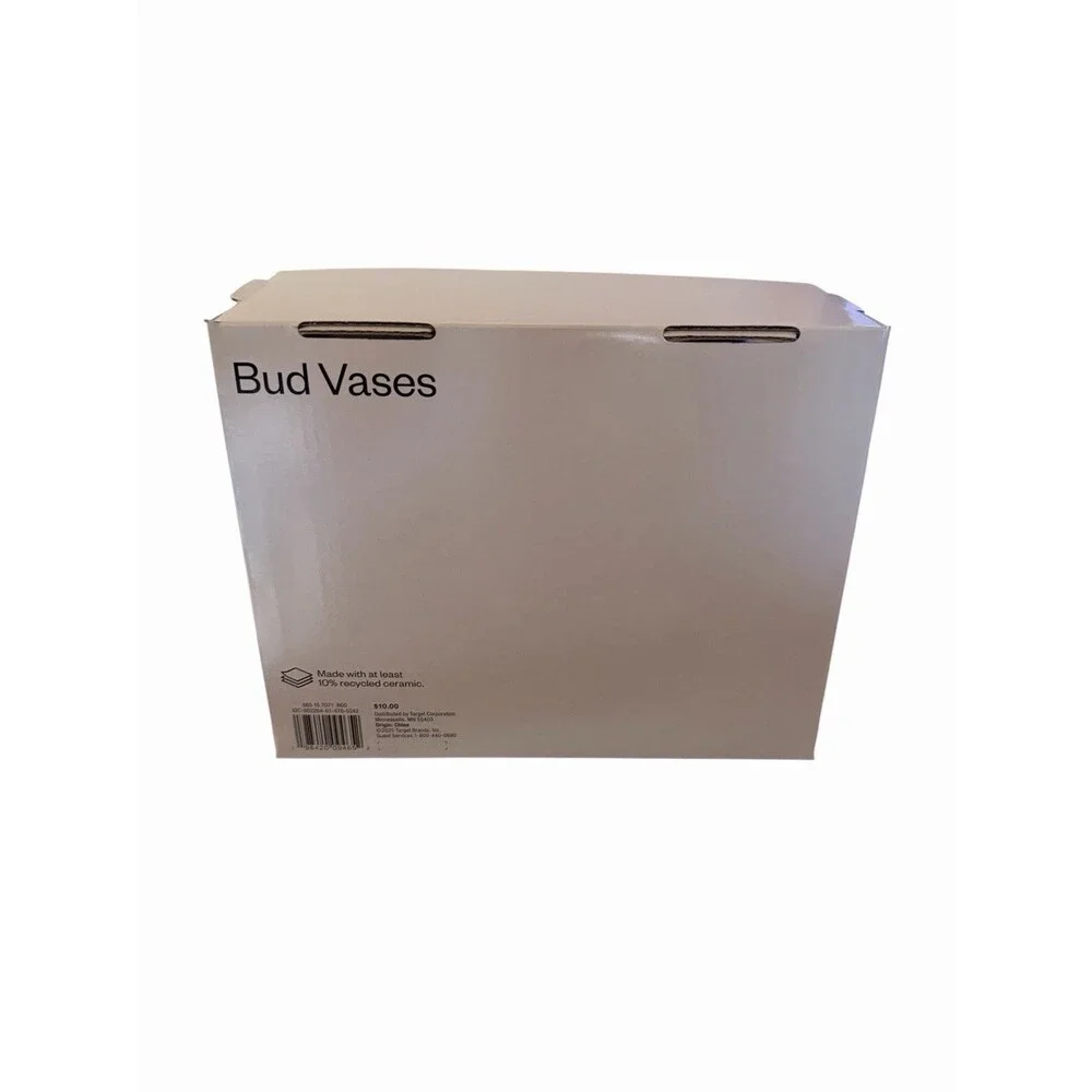 NEW Room Essentials 2pk Bud Vase Blue And Speckled White 5